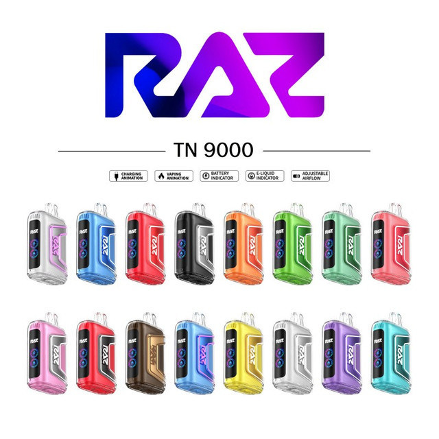 RAZ 9000puffs 650mAh 스테인리스 스틸 오리지널 전자 모델