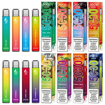 POCO Huge 5000 Puff 일회용 바이프 E 담배 2% / 5% 니크 소금 충전기 950mah