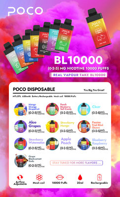 POCO BL10000 전자 담배 바이프 20ml 5% Nic 배터리 650mAh 재충전 가능