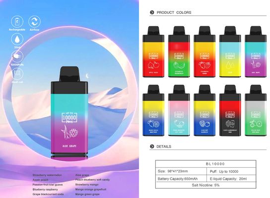POCO BL10000 큰 분첩 Vape 휴대용 과일 풍미 처분할 수 있는 E 담배 78g