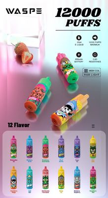12000Puffs C형 충전 포트와 0% ~ 5% Nic 성능으로 일회용 Vaping Pen