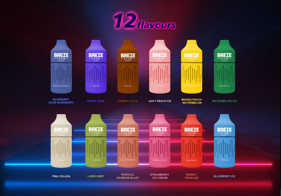 BREZE STIIK BS7500 일회용vape 16ml 배터리 표시기 액체 표시기