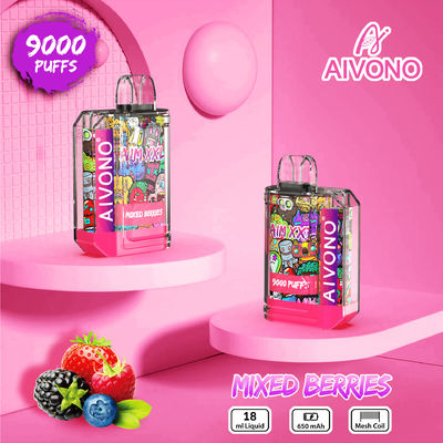 650mAh 0%/2%/3%5% 니코틴 사전 충전 일회용 바이프 9000 펌프